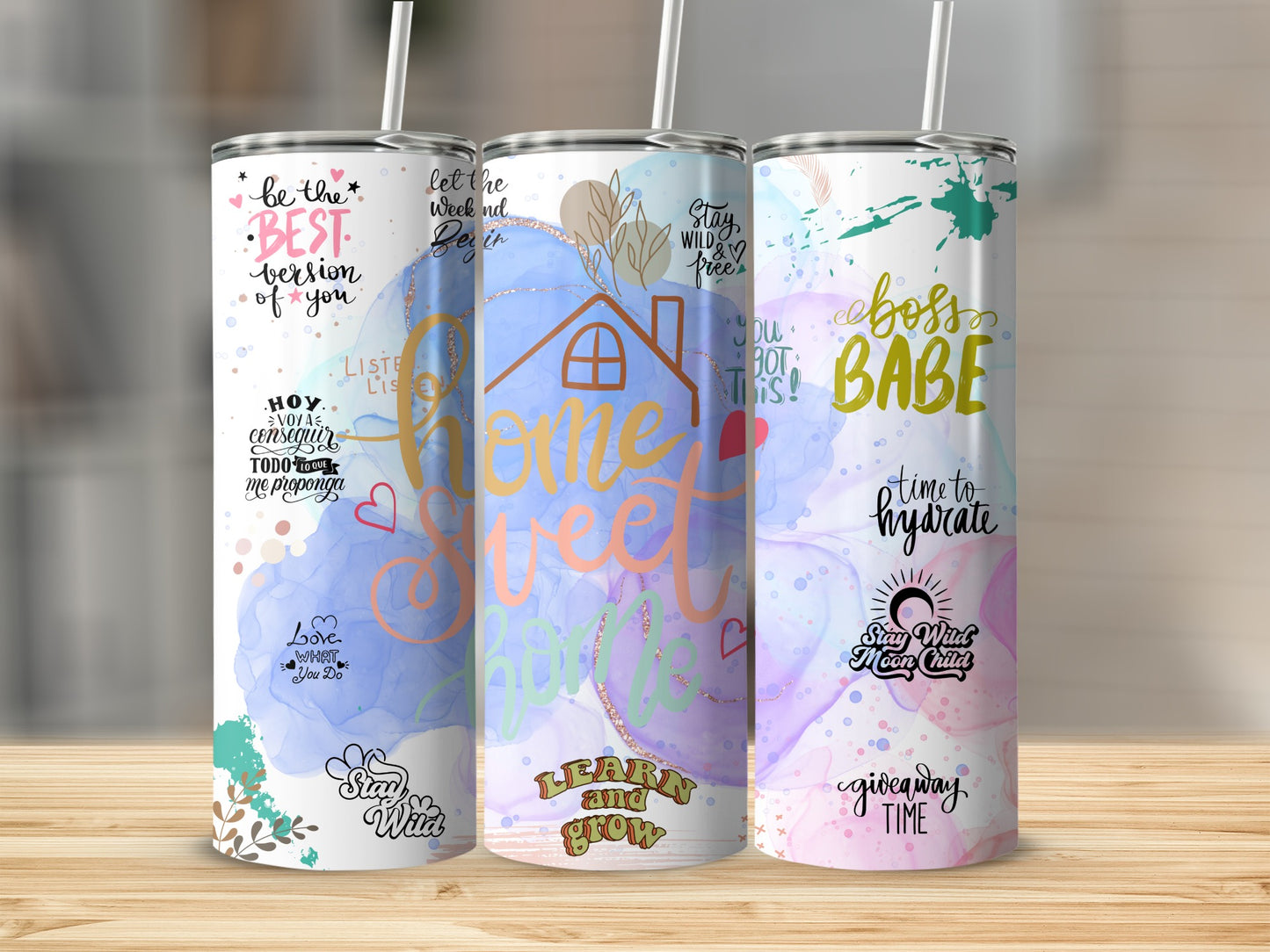 Inspirational Quotes and Home Sweet Home tumbler set