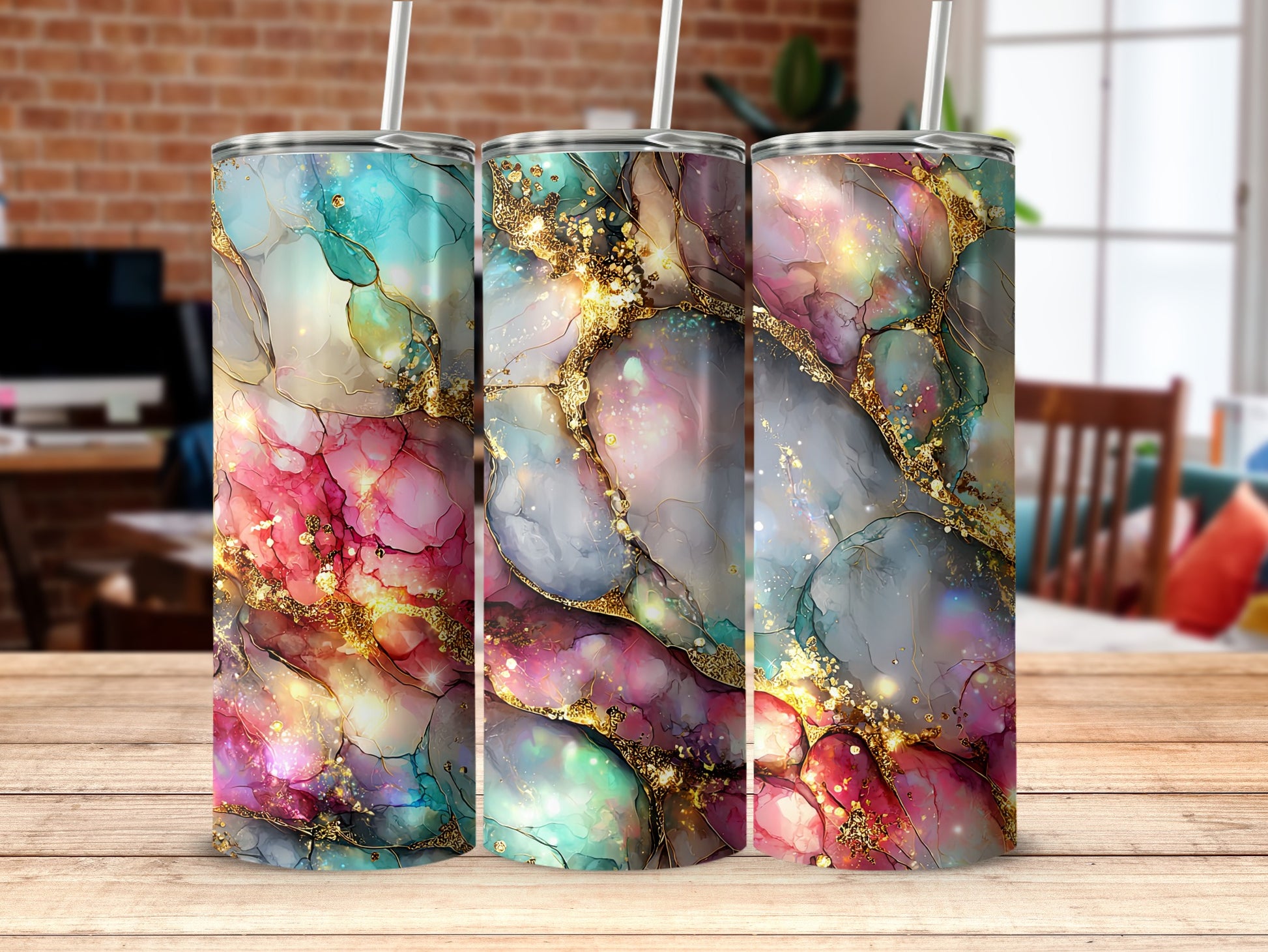 Vivid Abstract Patterned Tumbler With Colorful Design