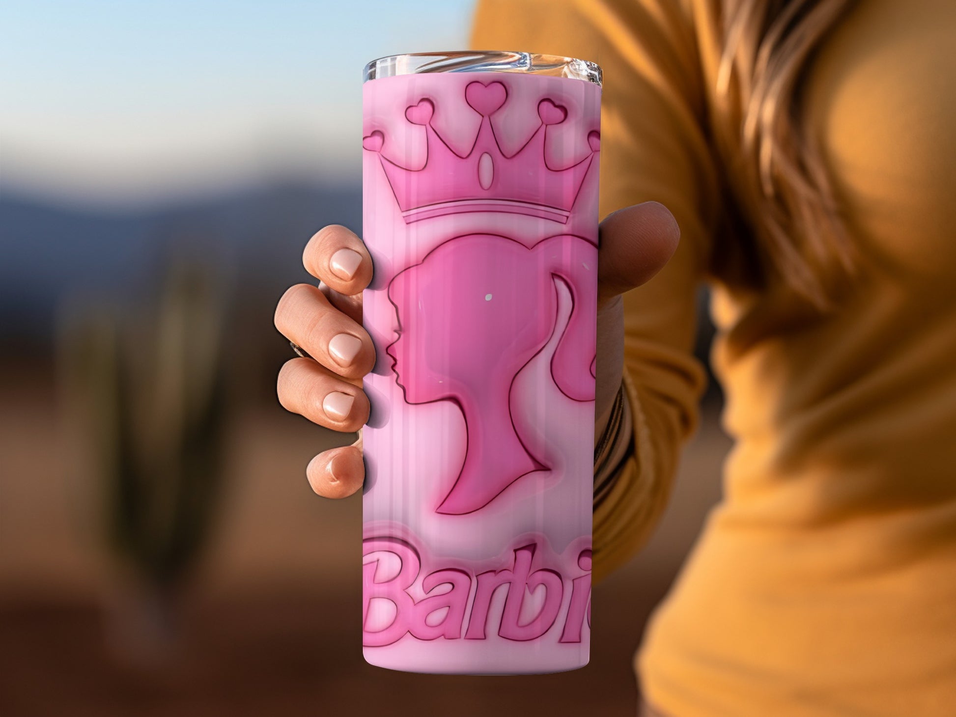 Stylish Pink Barbie Travel Mug with Royal Crown