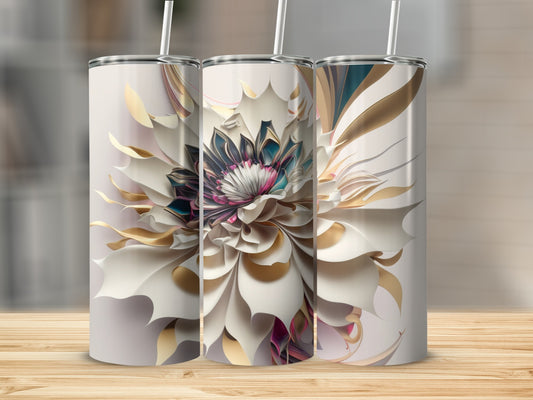 Beautiful Floral Design Stainless Steel Tumbler