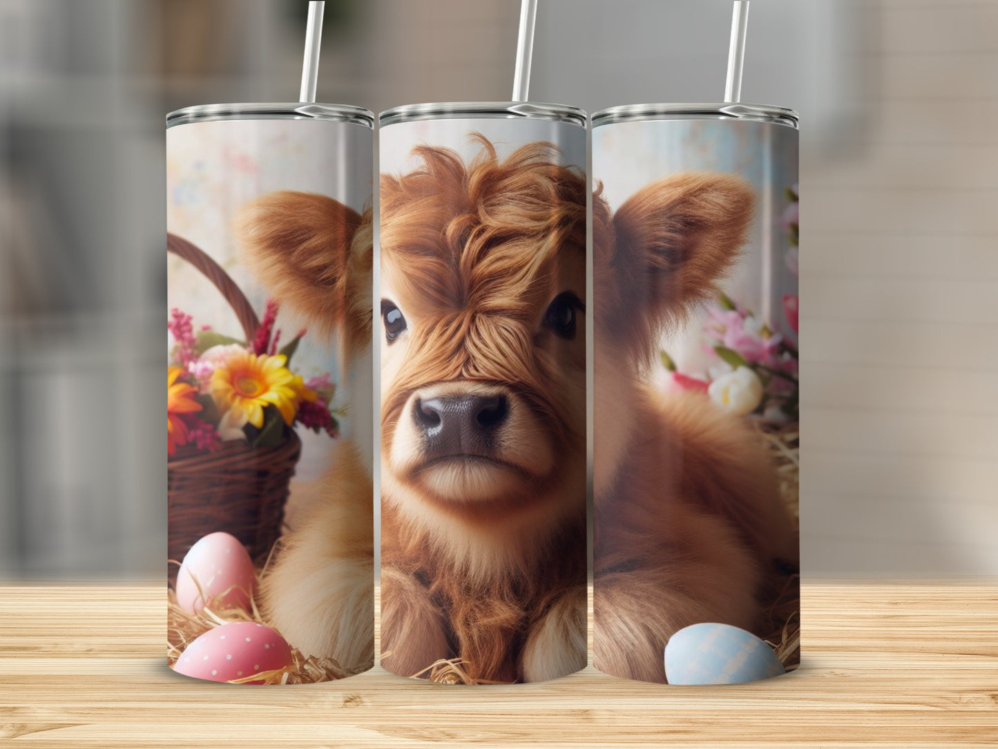 Adorable Cow Easter Theme Insulated Tumbler Cup