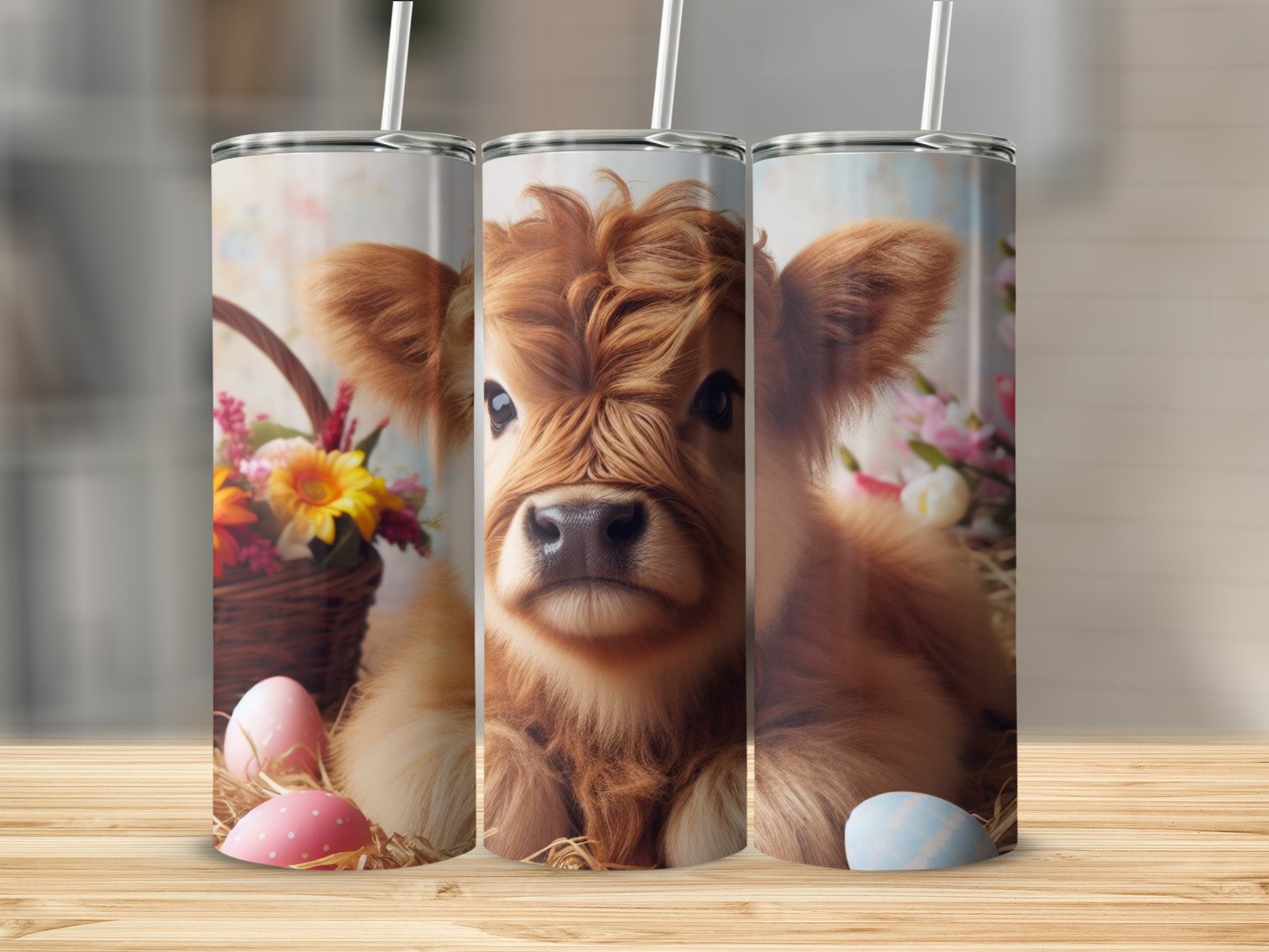 Adorable Cow Easter Theme Insulated Tumbler Cup