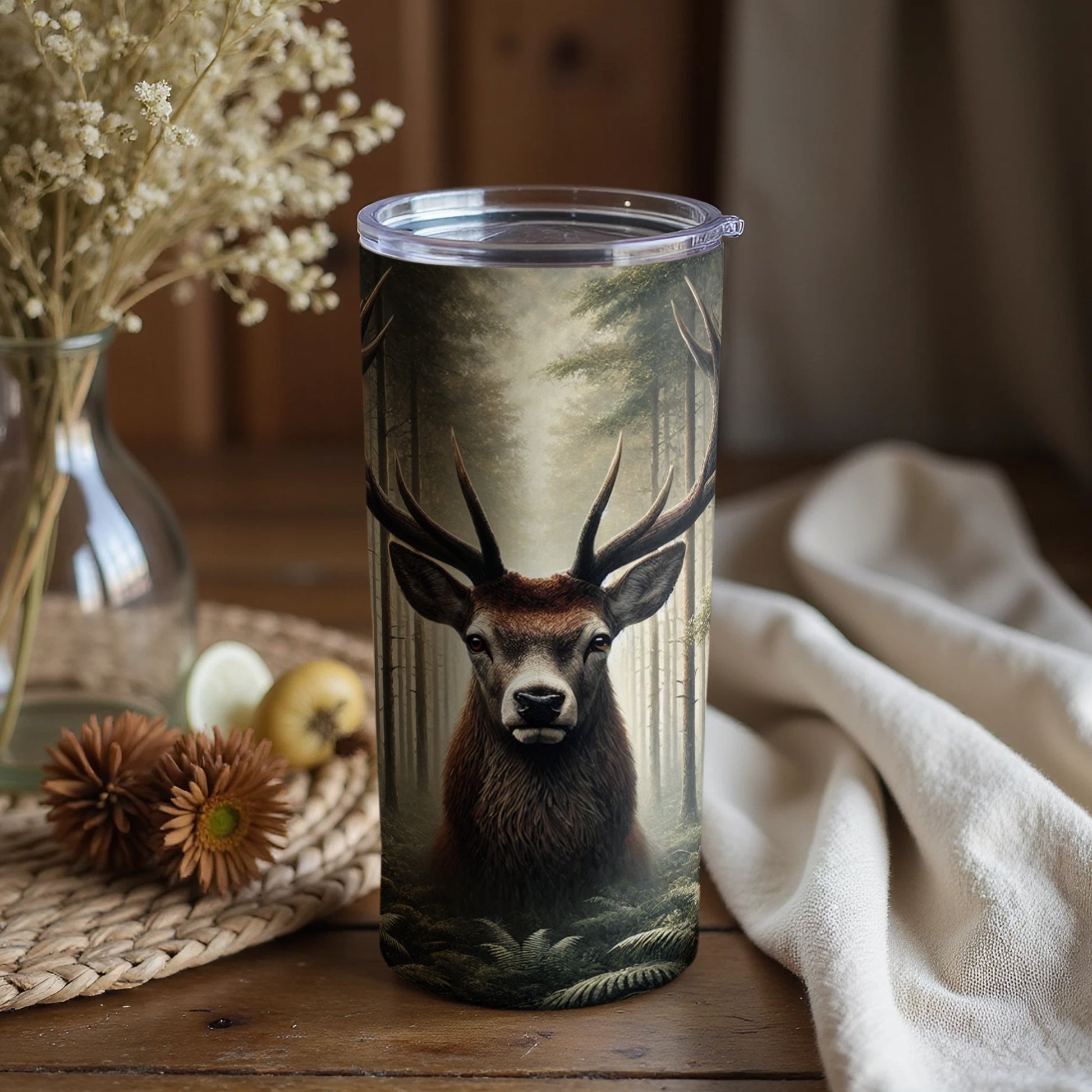 Majestic Stag in Forest Insulated Travel Tumbler