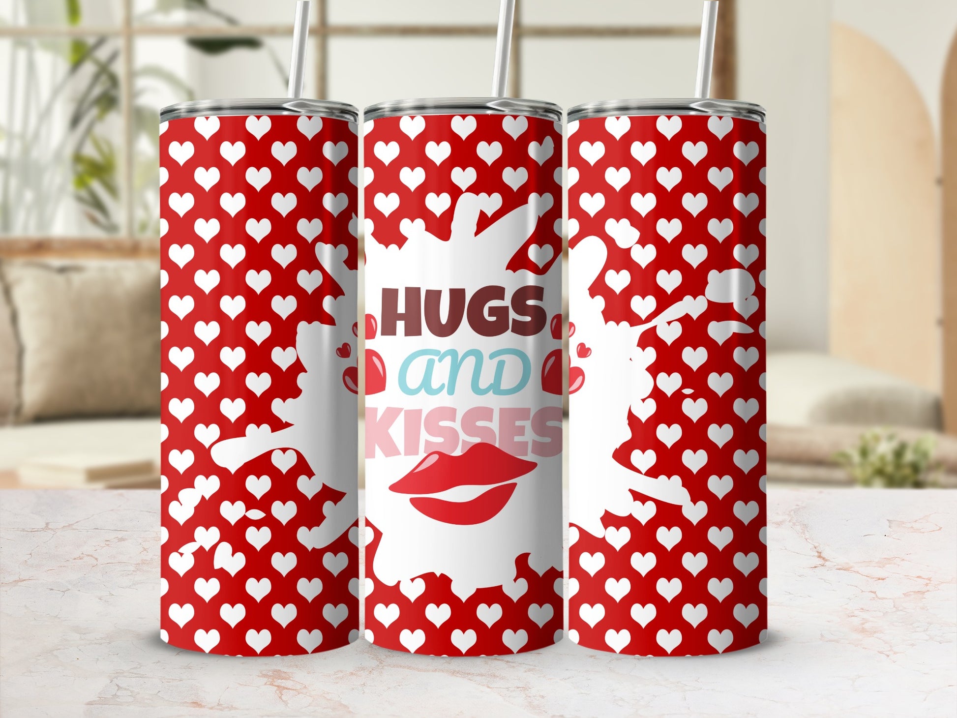 Hugs and Kisses Valentine's Themed Tumbler Product
