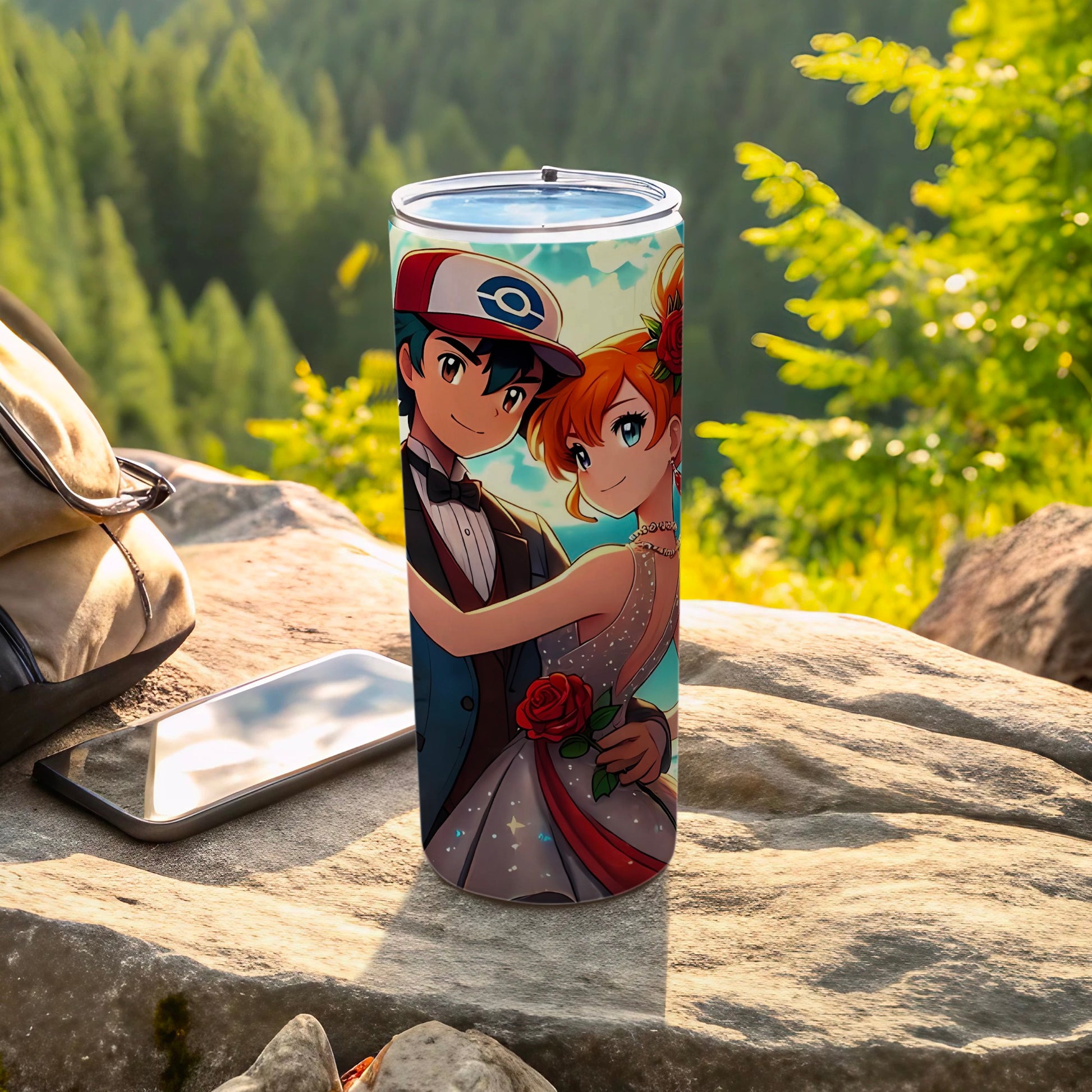 Animated Couple Design Tumbler for Outdoor Adventures