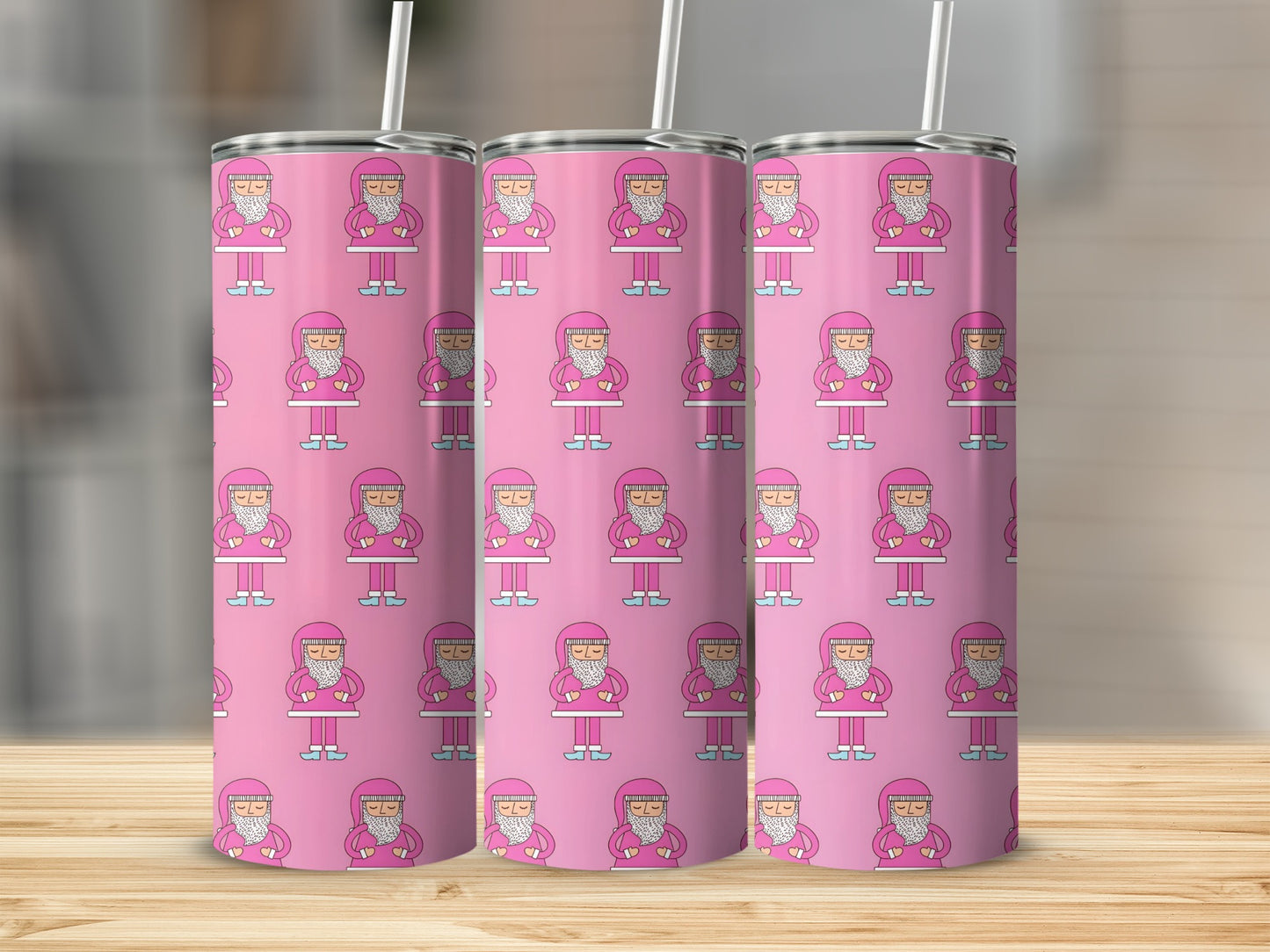 Fun Patterned Pink Character Drinkware Tumblers