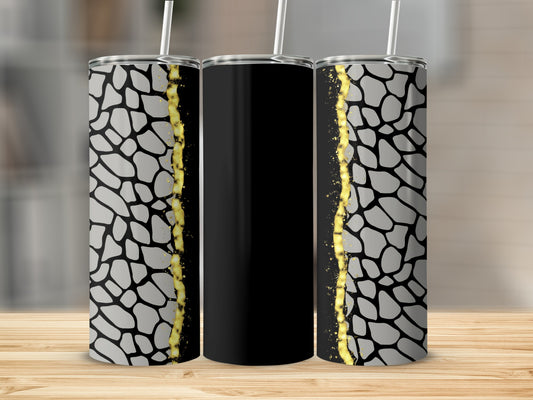 Stylish Black Gray and Gold Abstract Pattern Tumbler