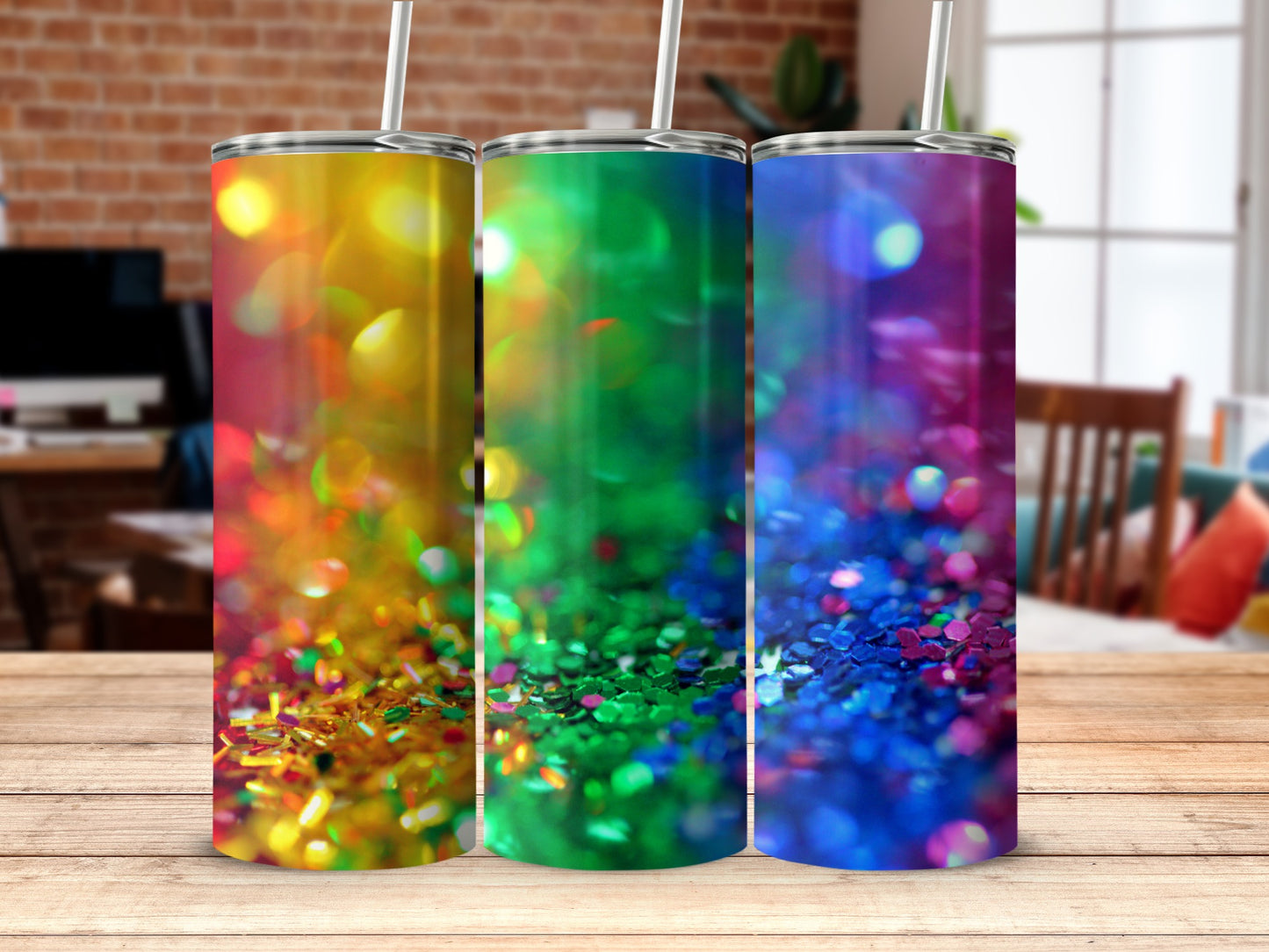 Colorful Glitter Sparkle Effect Design Tumbler