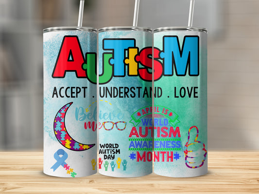Autism Awareness Colorful Tumblers for Sale