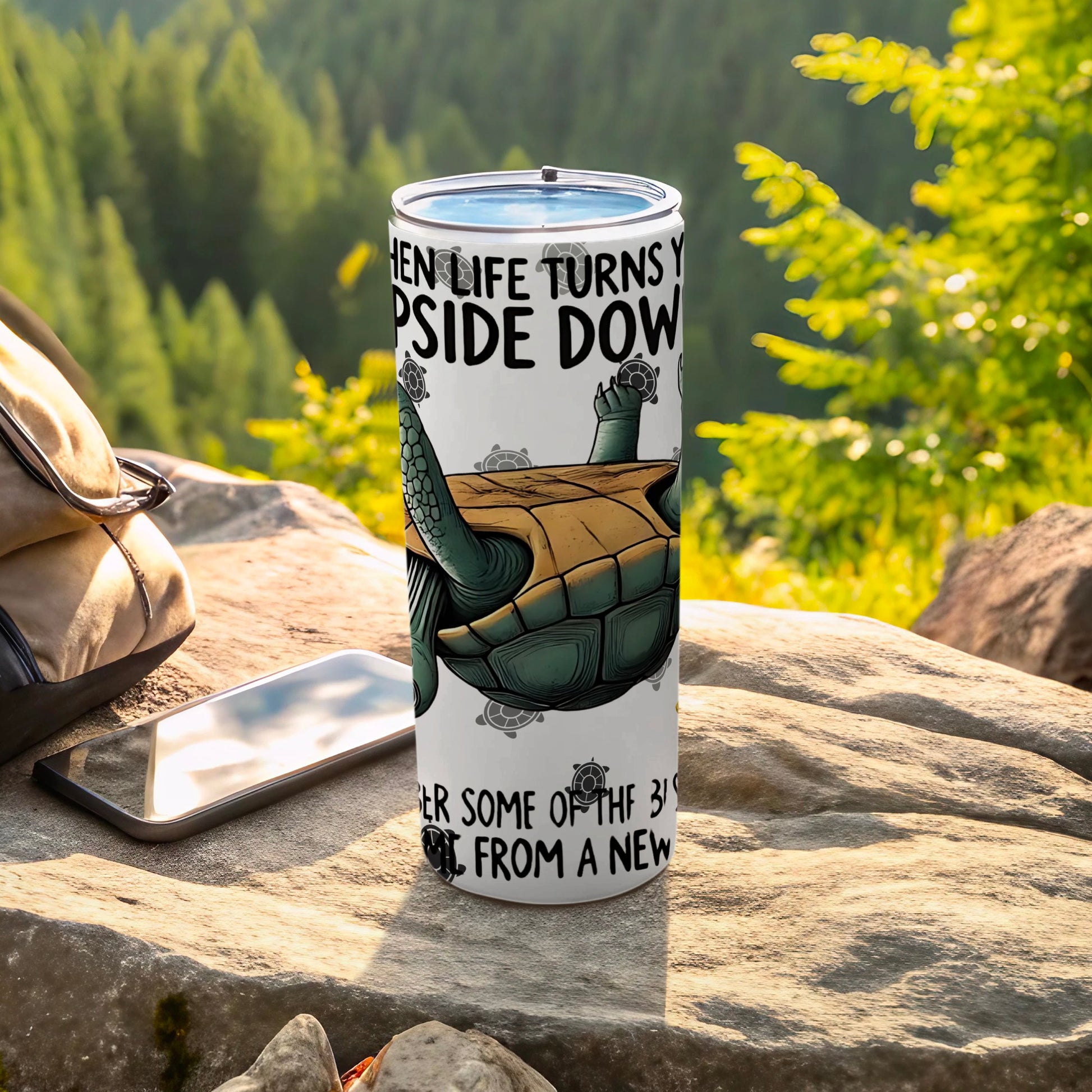 Turtle Design Tumbler with Inspiring Quote Cup