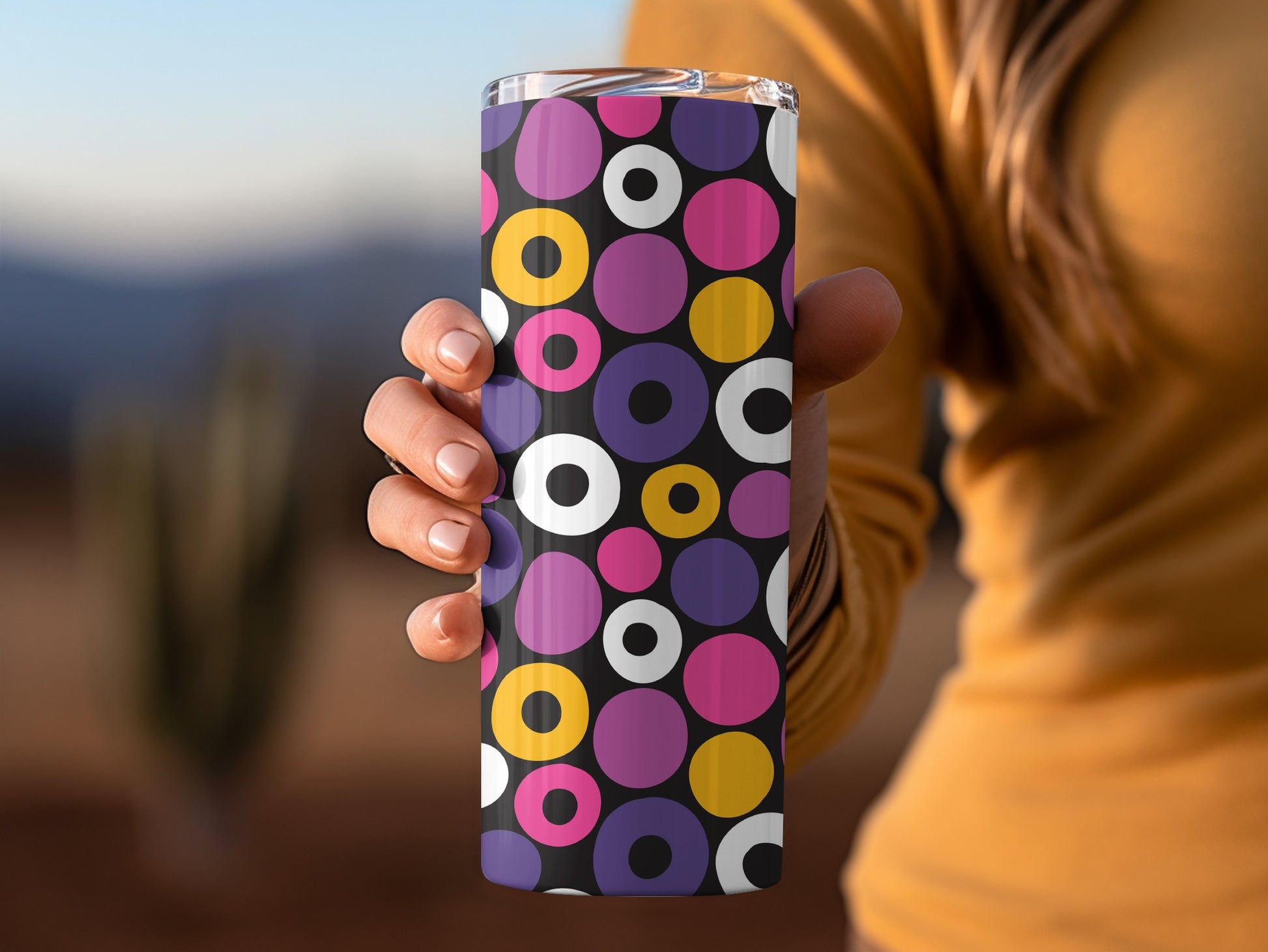 Colorful Retro Polka Dot Pattern Insulated Tumbler Cup