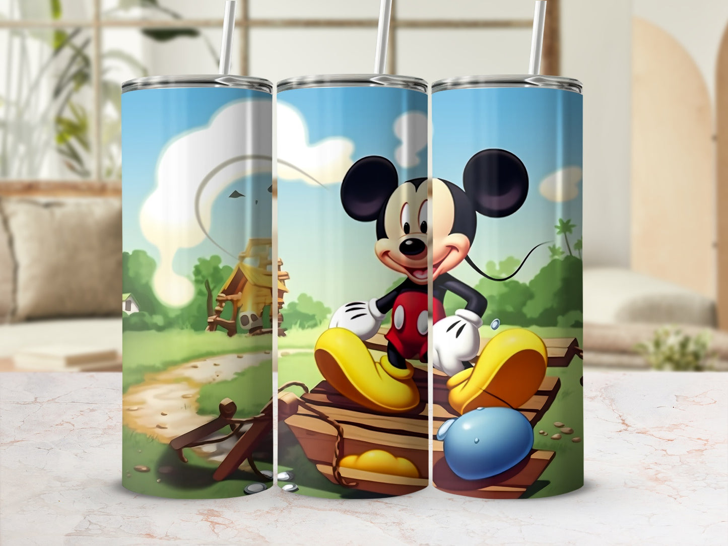 Mickey Mouse Tumbler with Colorful Background Design