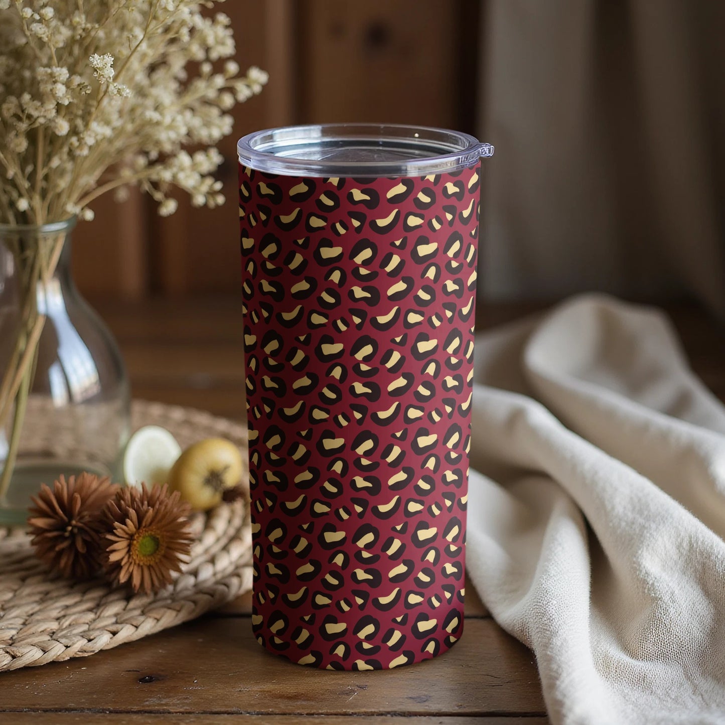 Stylish Leopard Print Design Tumbler with Lid