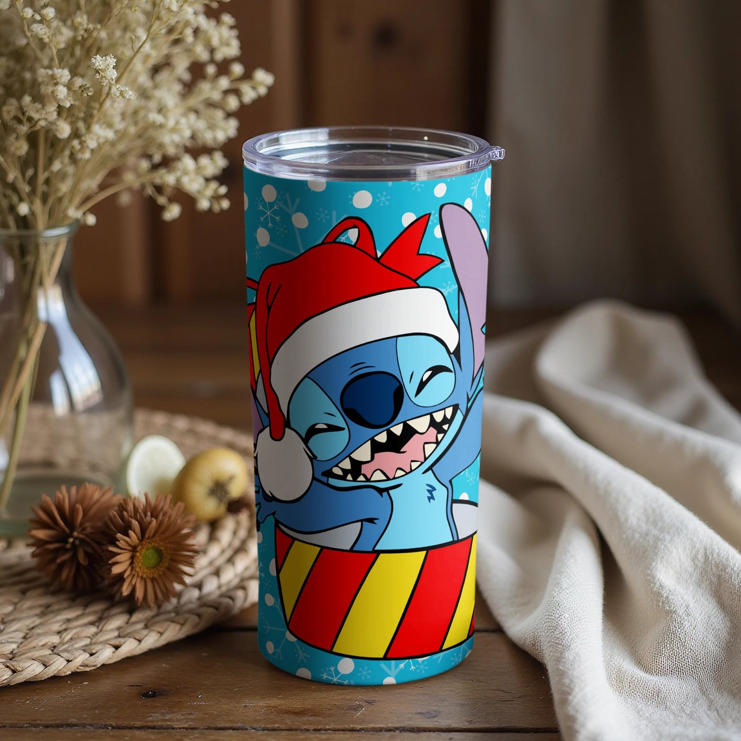 Stitch Christmas Holiday Themed Tumbler Cup