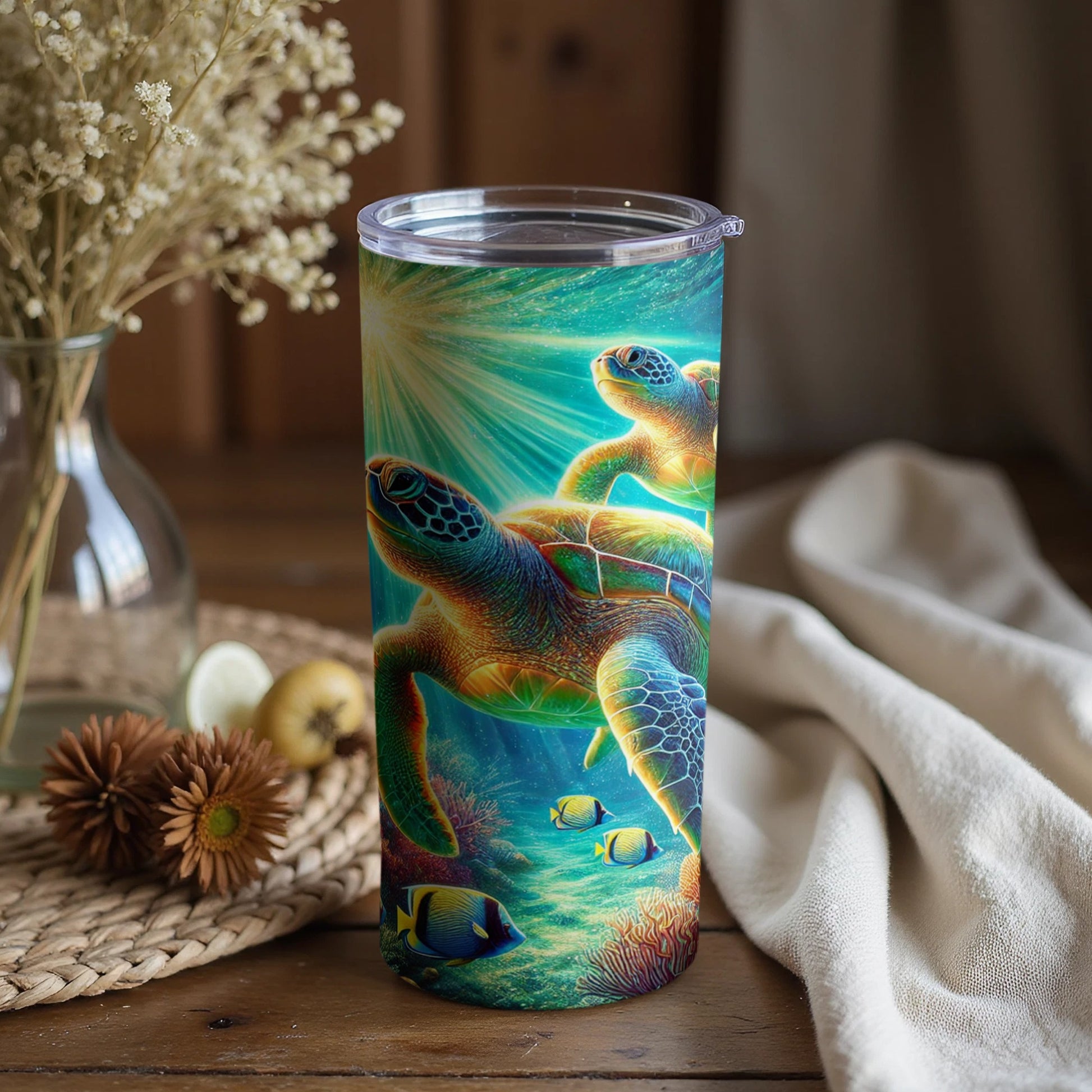 Ocean Journey Sea Turtle and Coral Reef Tumbler