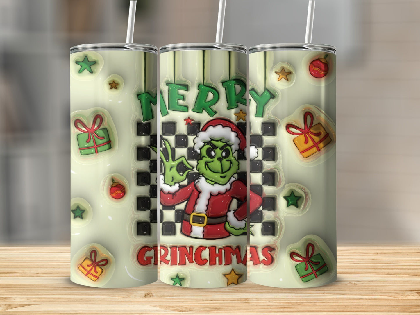Merry Grinchmas Green Christmas Theme Tumbler Cup