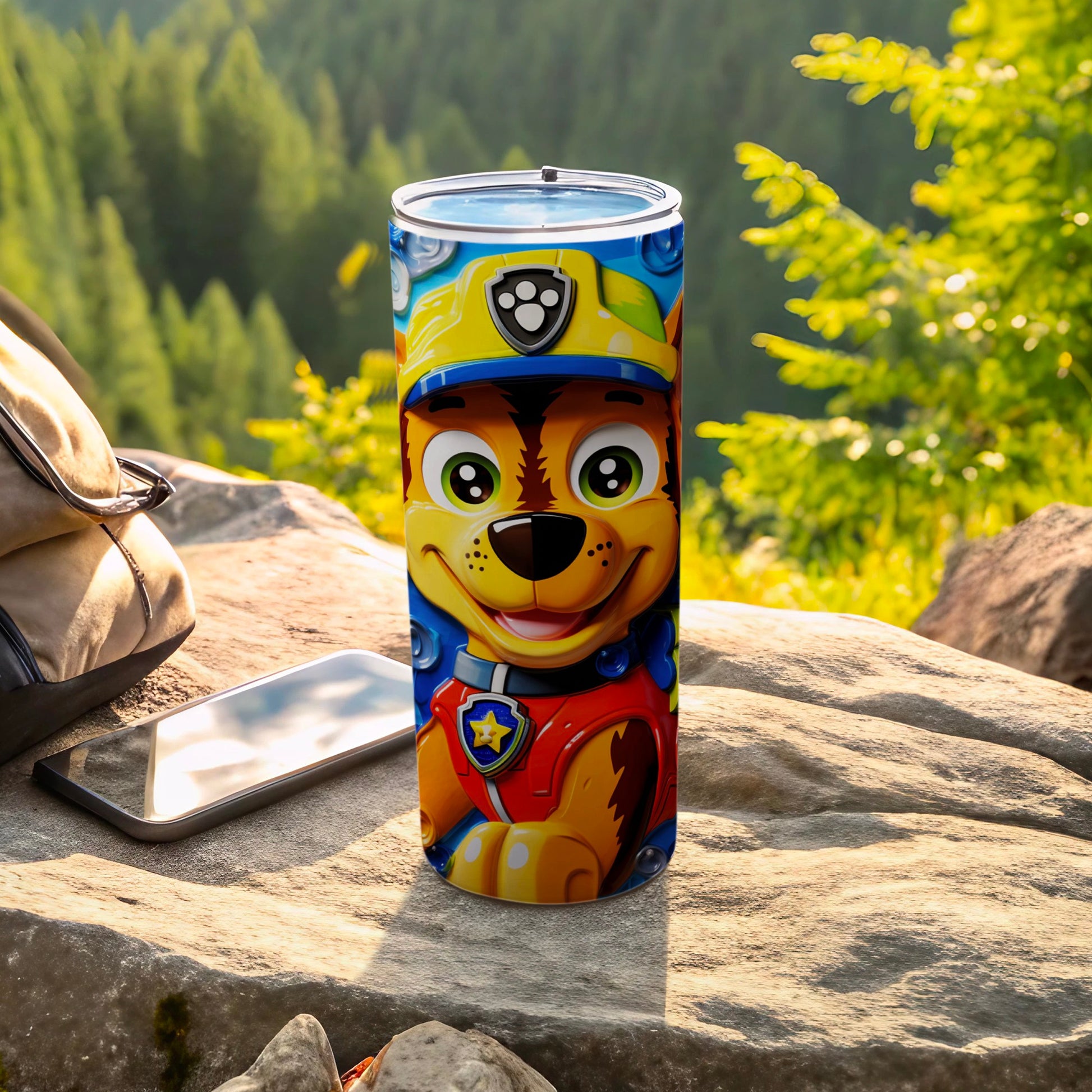 Colorful Cartoon Adventure Pup Design Tumbler Cup