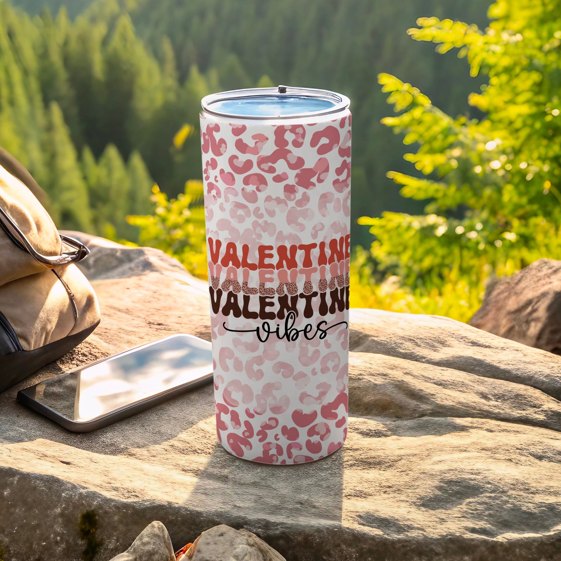 Valentine Vibes Leopard Print Travel Tumbler Product