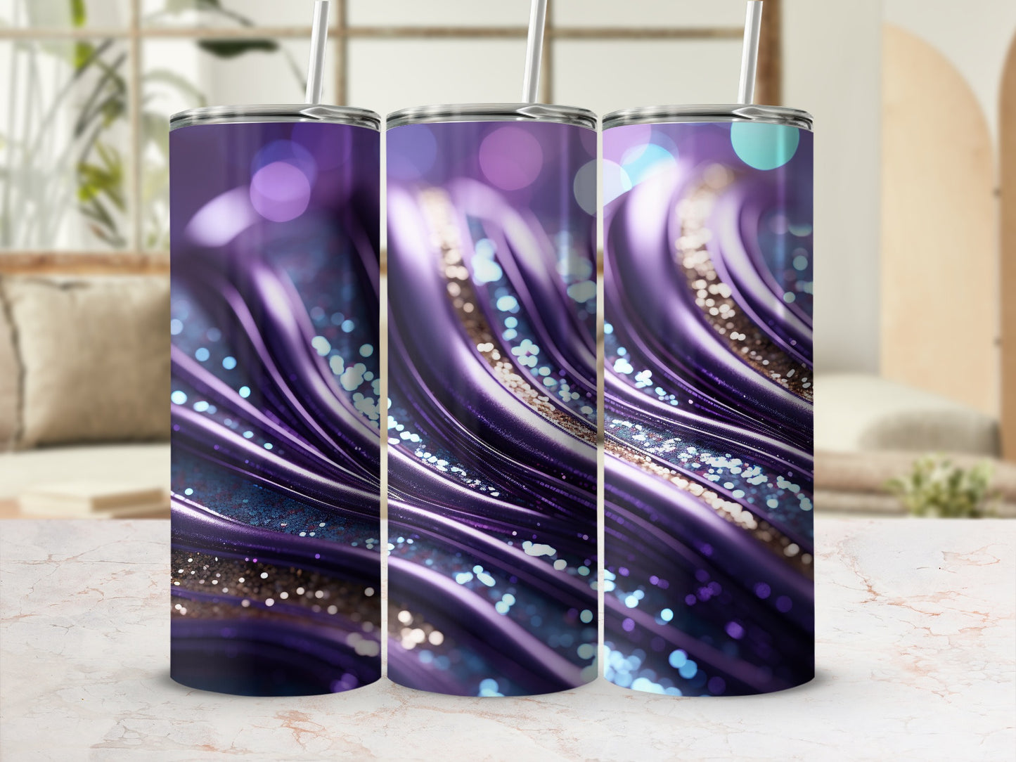 Purple Glitter Swirl Abstract Shimmer Tumbler product type