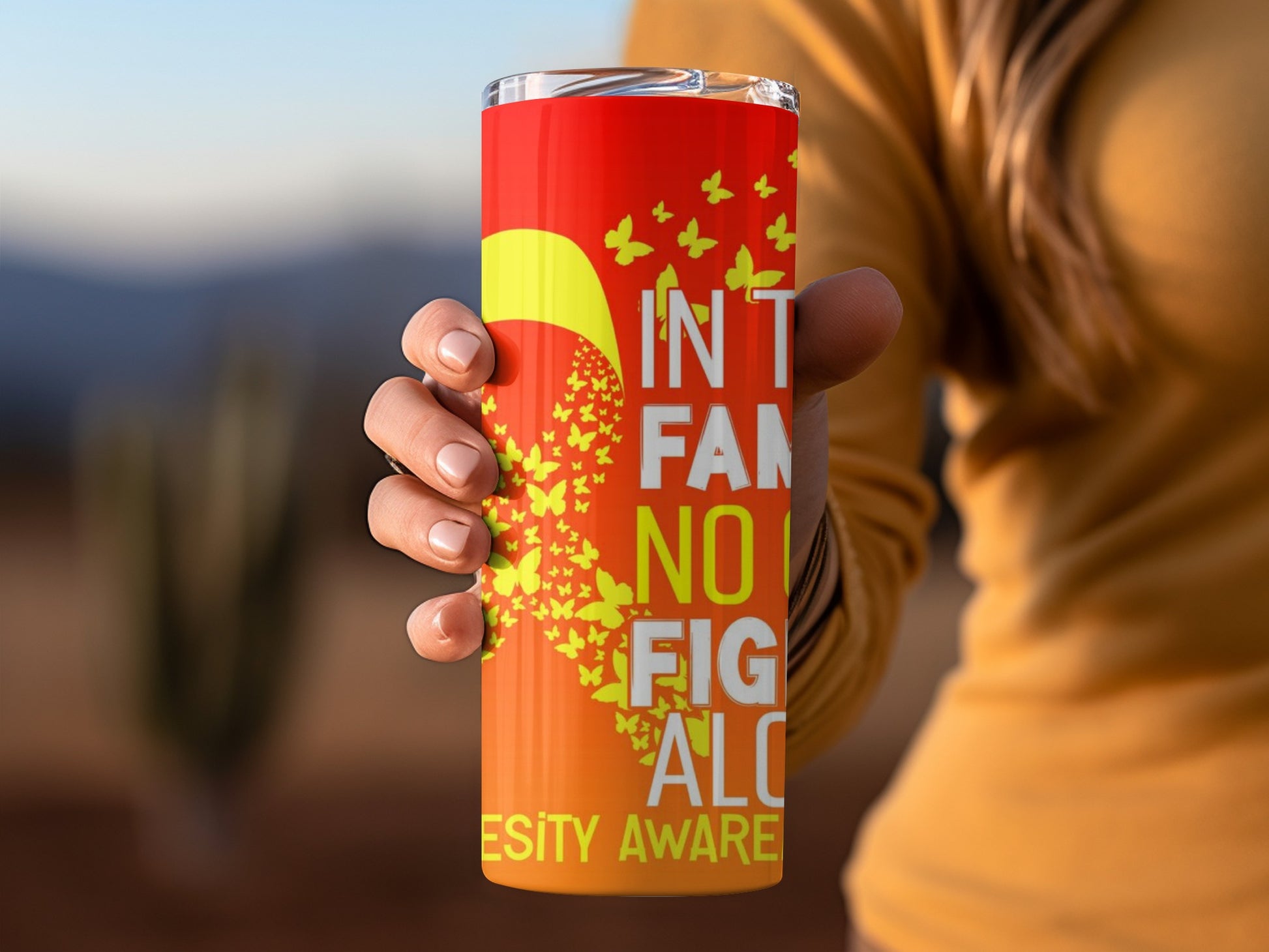 Inspirational Awareness Red and Yellow Tumbler Product