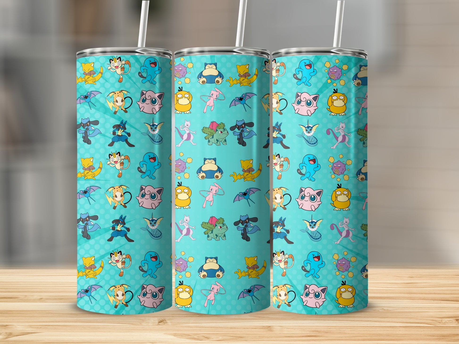 Cute Cartoon Characters Blue Patterned Tumbler
