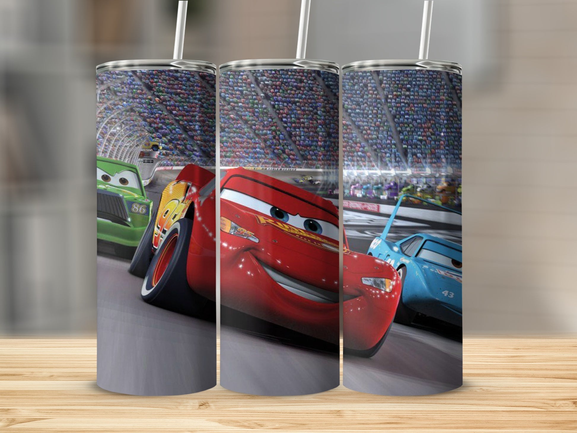 Race Cars Themed Tumblers with Straws Drinkware