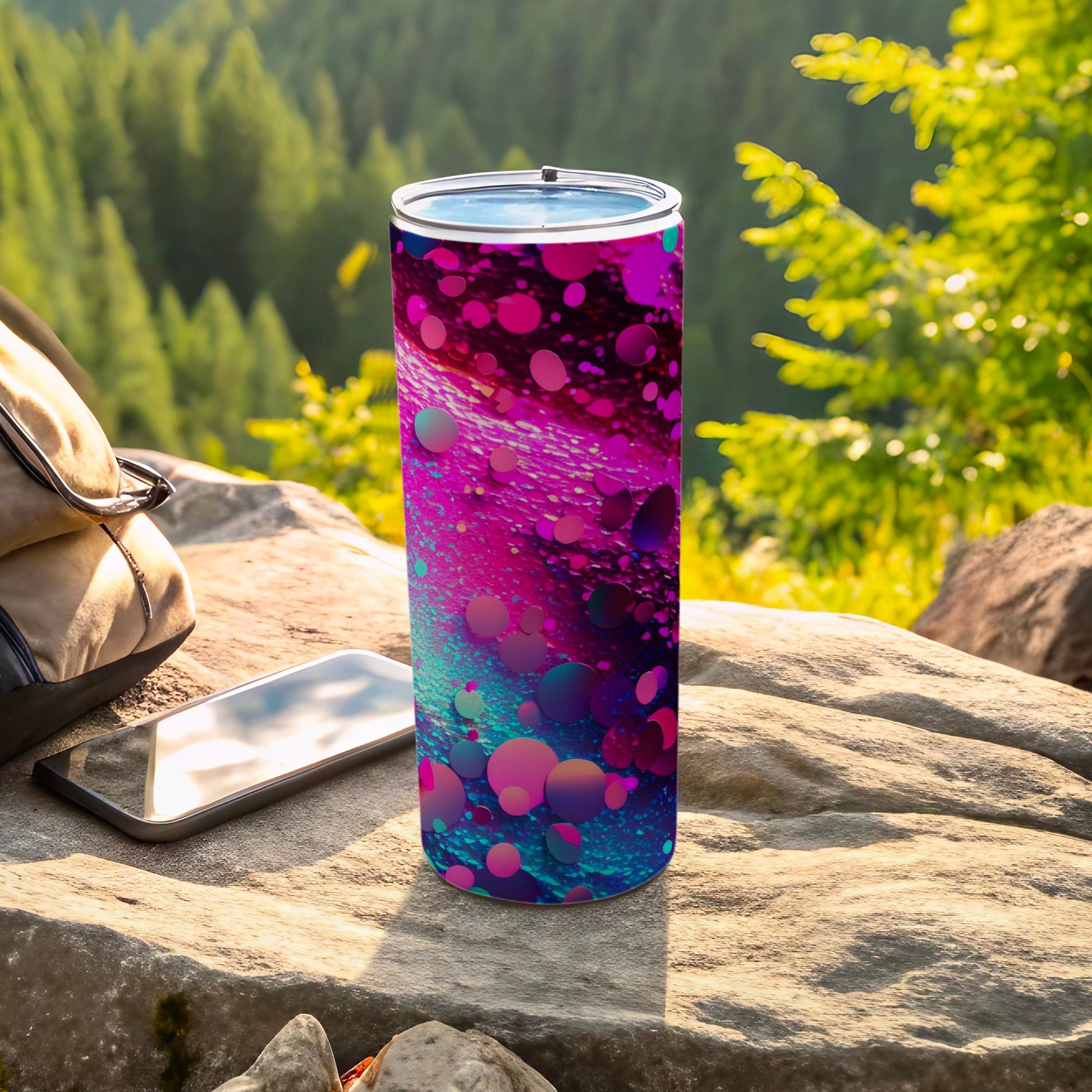 Vibrant Pink Purple Abstract Bubble Art Pattern Tumbler product type
