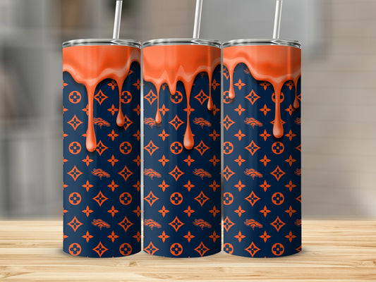 Orange Drips Over Denver Team Pattern Design Tumblers