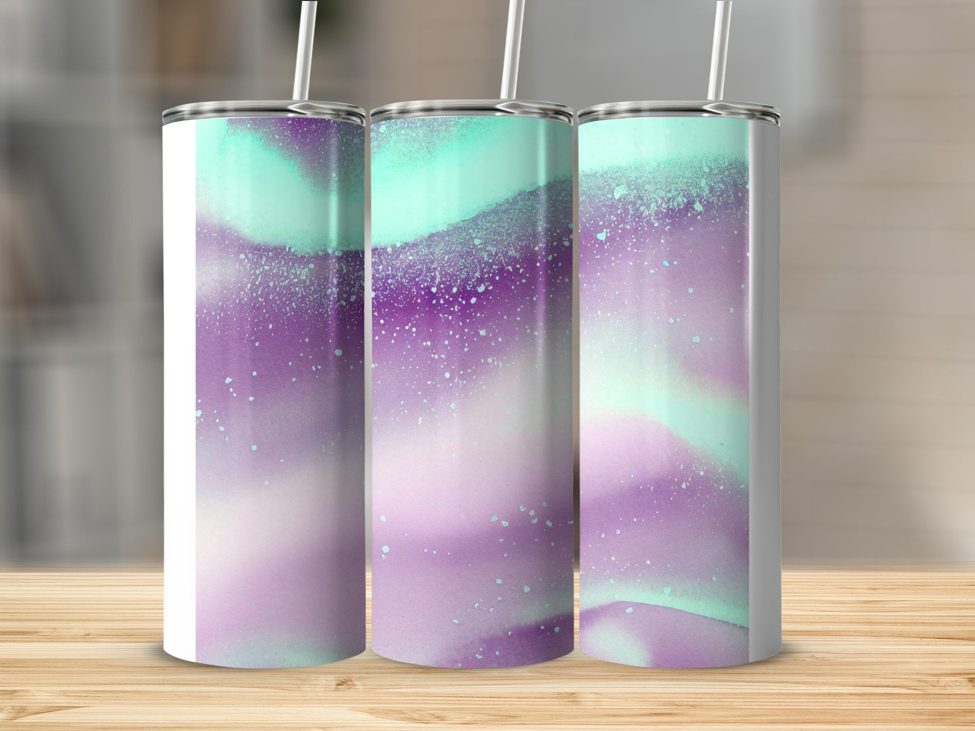 Iridescent Teal and Purple Swirl Tumbler Product