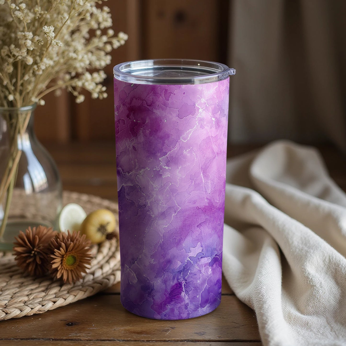 Elegant Purple Marble Insulated Tumbler for Hot or Cold Drinks