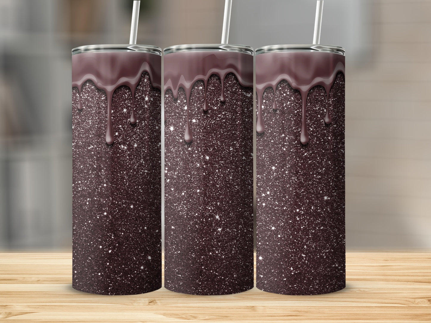 Sparkling Glitter Drip Design Tumbler Product