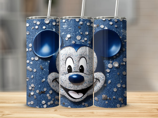 Glittery Blue Character Cartoon Theme Tumbler
