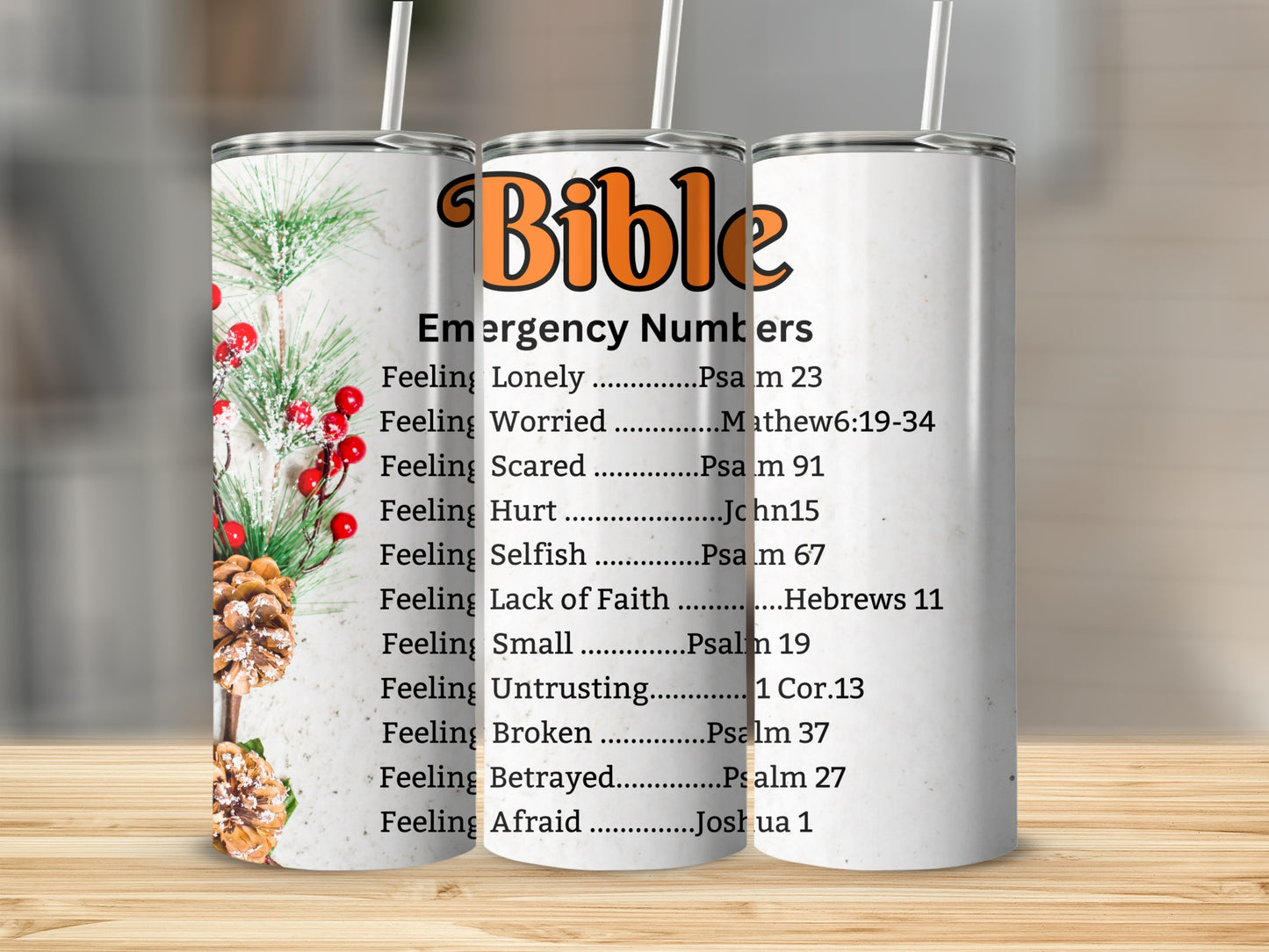 Bible Emergency Numbers Inspirational Travel Tumbler