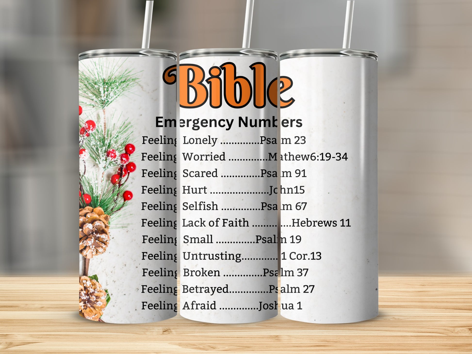 Bible Emergency Numbers Inspirational Travel Tumbler