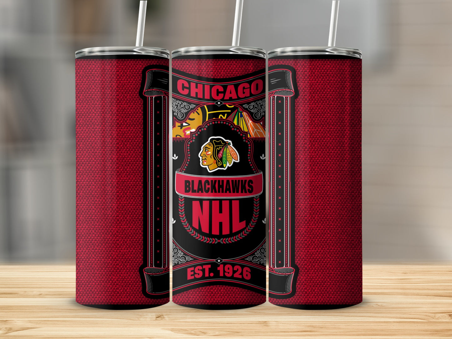CHICAGO Blackhawks NHL EST. 1926 Hockey Design Tumblers