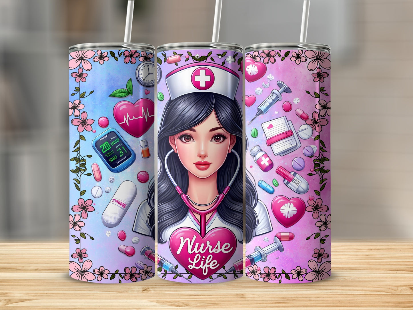 Nurse Life Themed Colorful Stainless Steel Tumbler