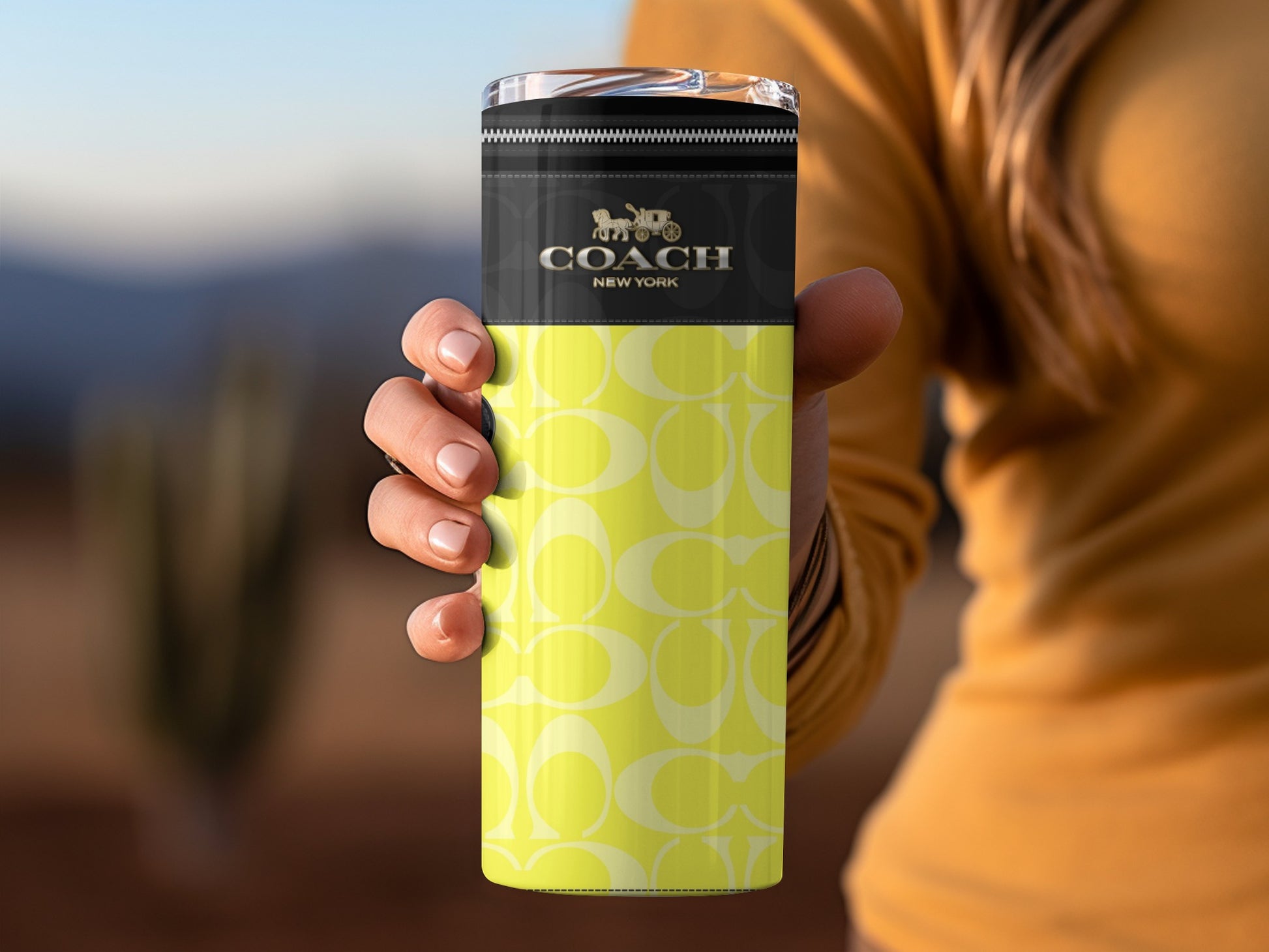 Coach New York Patterned Travel Tumbler 16oz