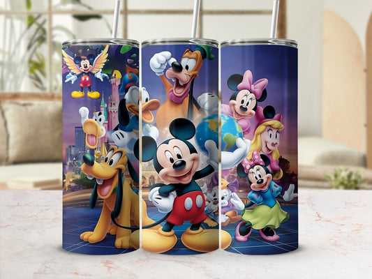 Vibrant Tumbler Featuring Classic Cartoon Characters
