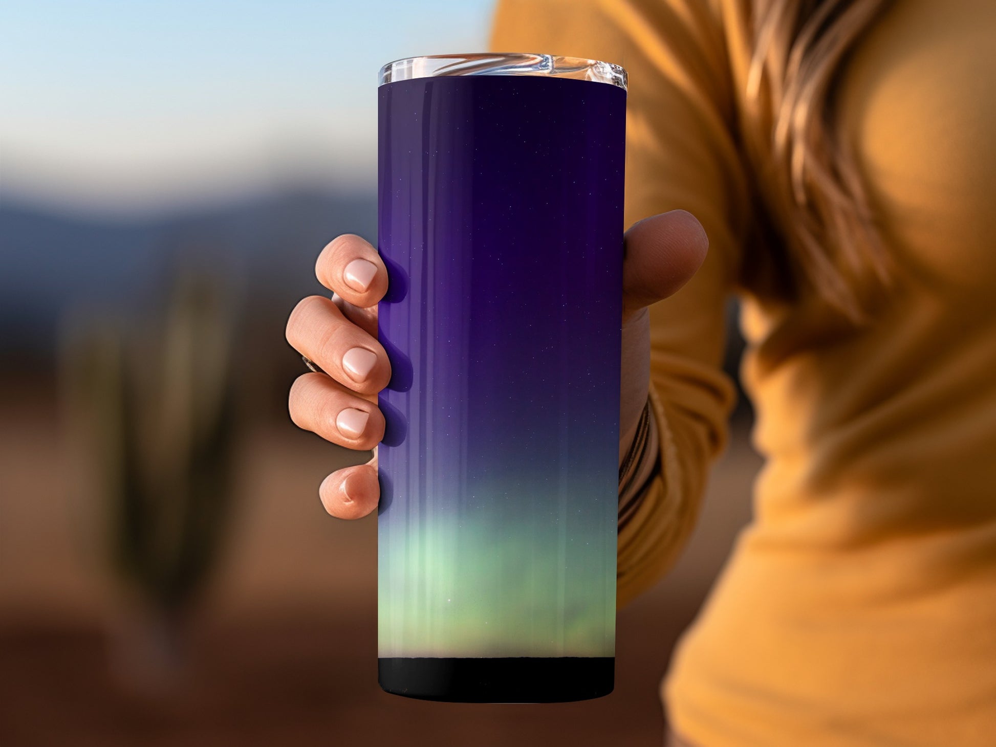 Stunning Northern Lights Design Tumbler Cup