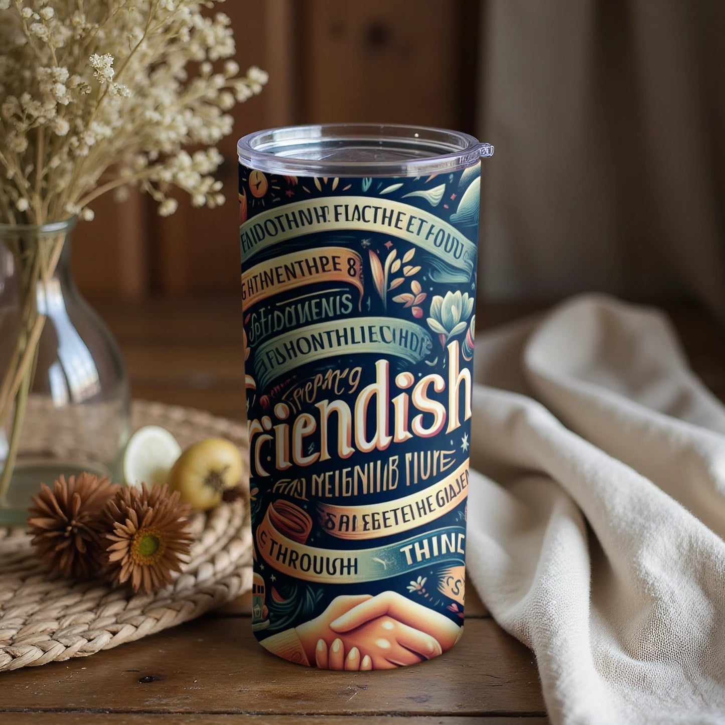 Stylized Friendship Themed Art Tumbler