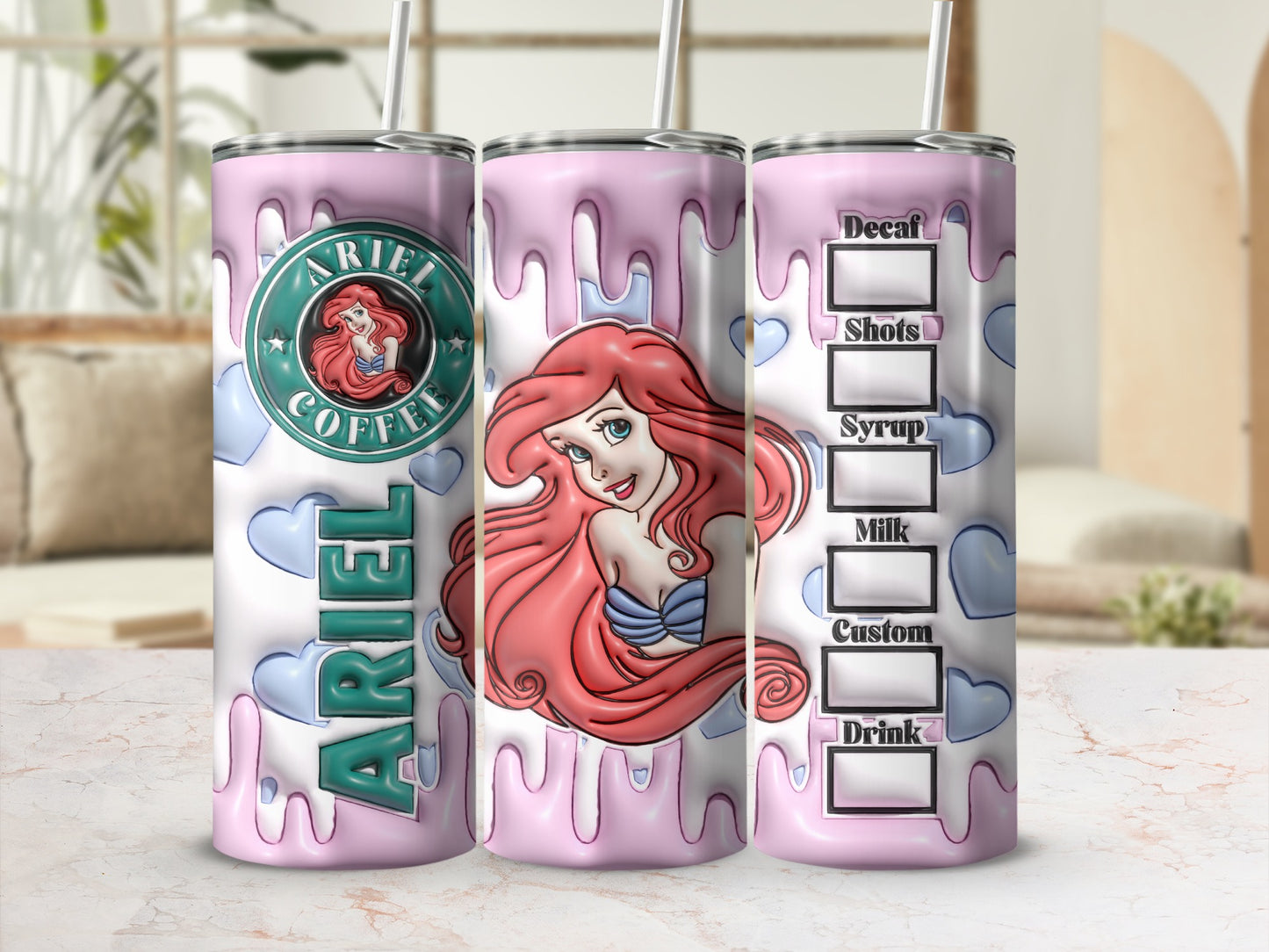 Ariel Coffee Customizable Tumbler with Heart Accents