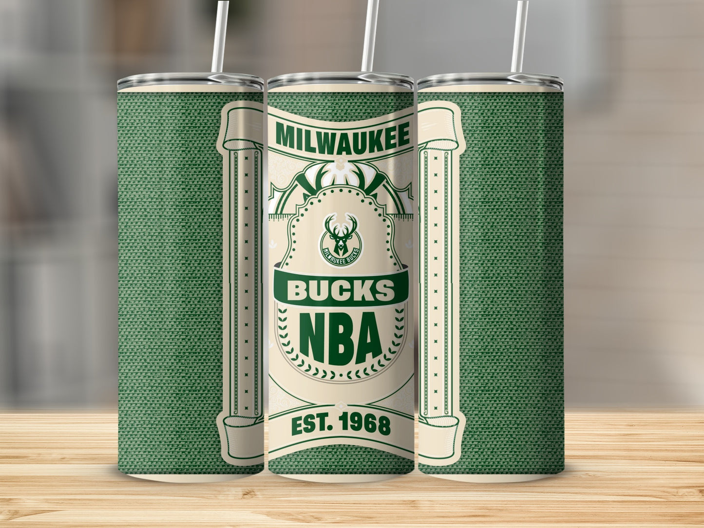 Milwaukee Bucks Established 1968 Green Background Tumbler