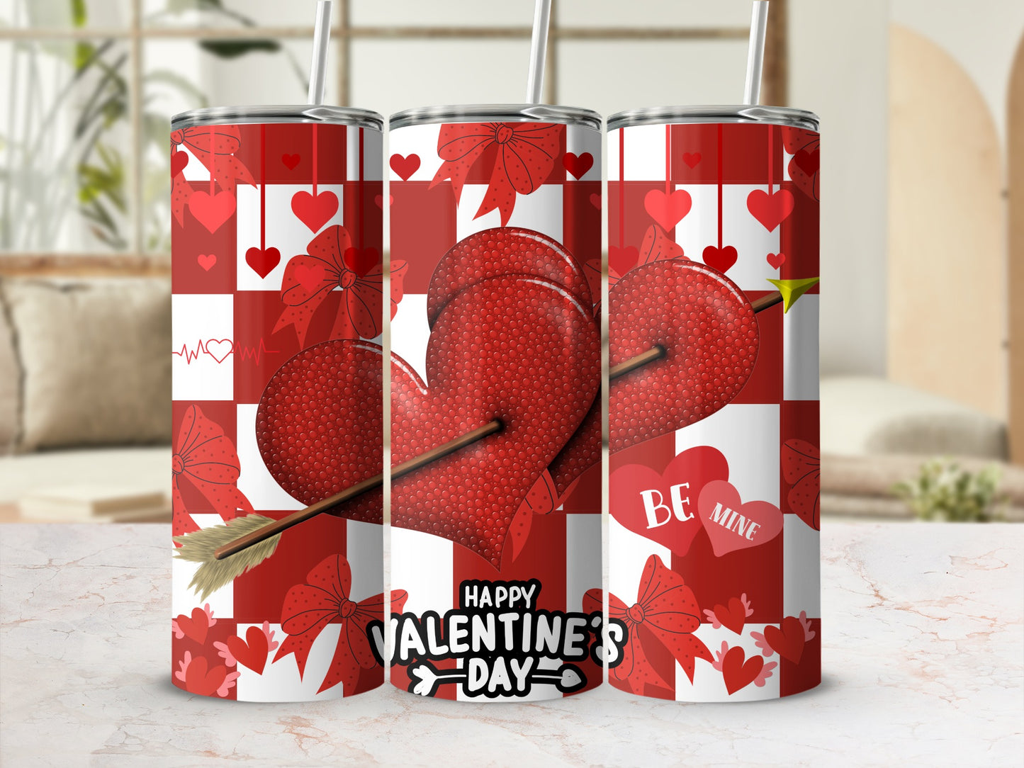 Happy Valentine's Day Heart Design Drinkware