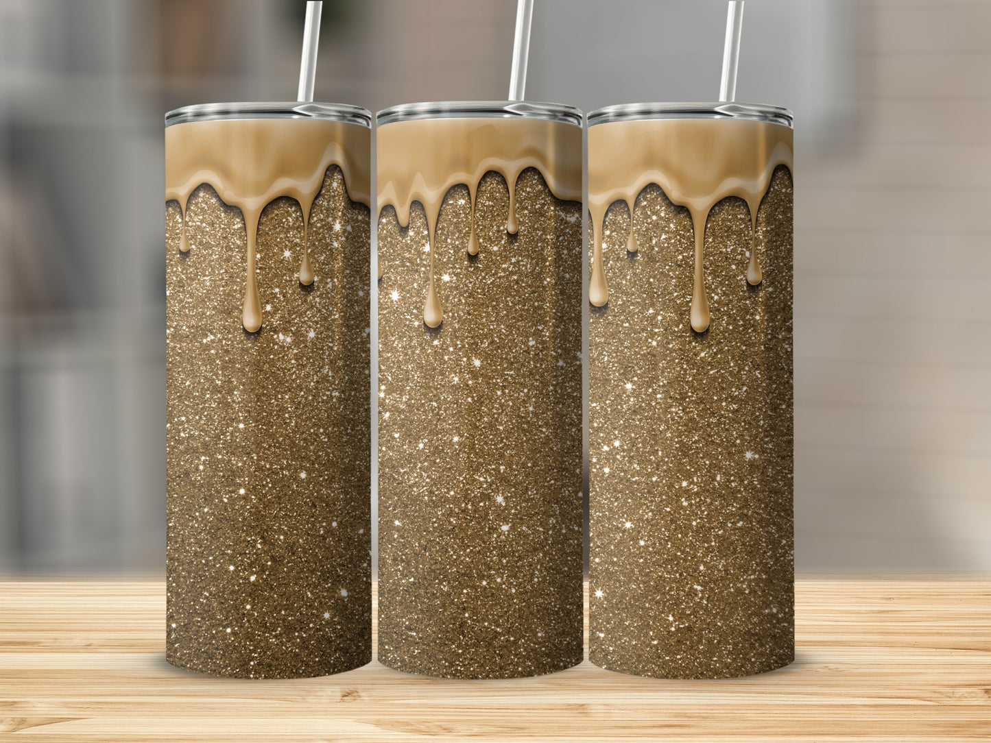 Glitter Gold Drip Confetti Tumbler Cup product