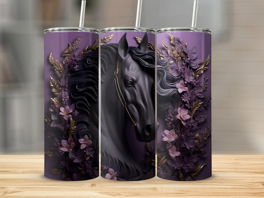 Elegant Horse Design Purple Floral Tumbler Product