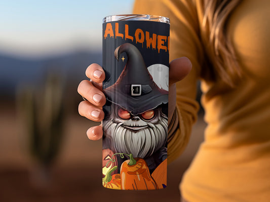 Spooky Witch and Pumpkin Design Halloween Tumbler
