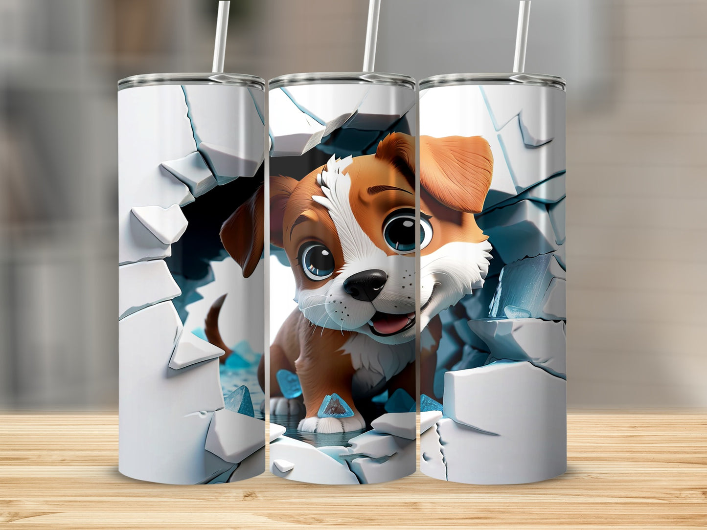 Adorable Puppy Breaking Through Wall Tumbler