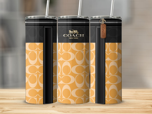 Coach New York Branded Travel Tumbler with Straw