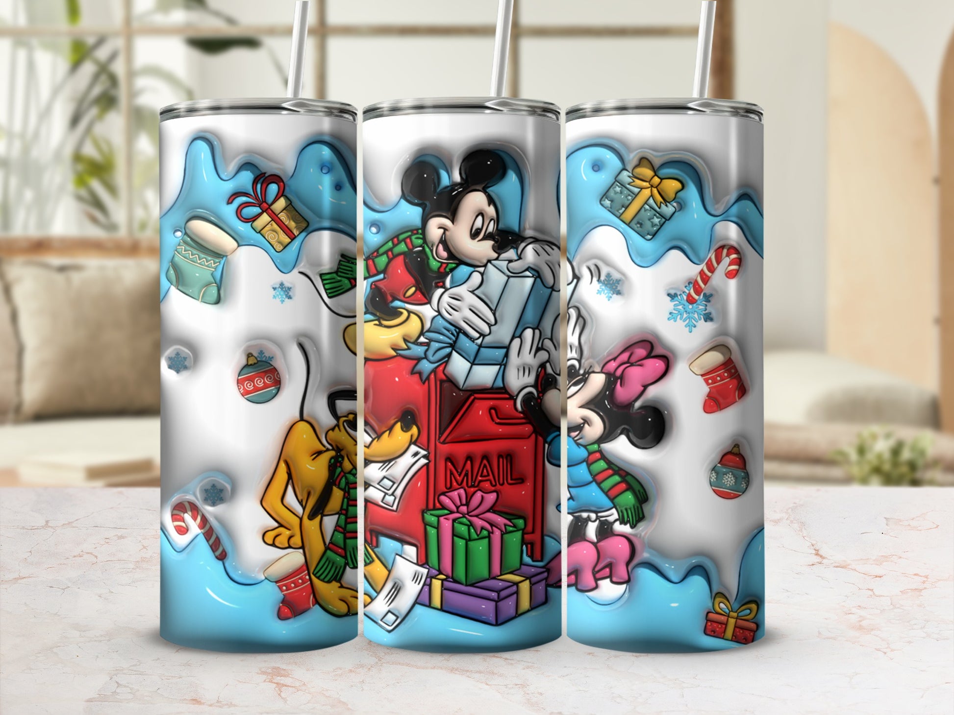 Christmas Mickey and Minnie Mouse Festive Tumbler