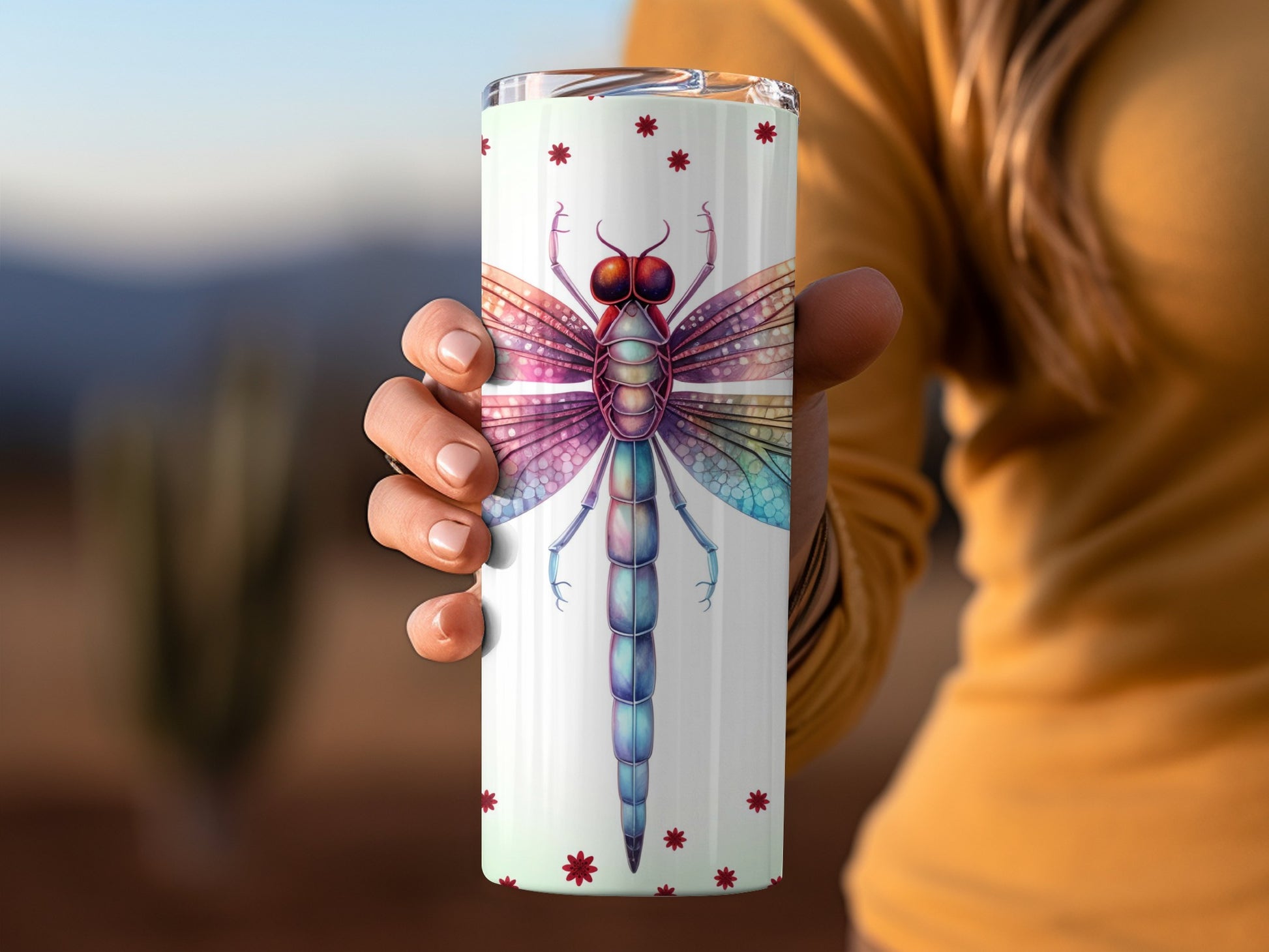Colorful Dragonfly Artwork Insulated Tumbler Cup